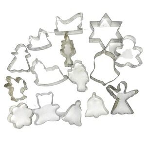 Vintage Cookie Cutter Lot of 15 Holiday Santa Christmas Tree Bell Metal Tin‎